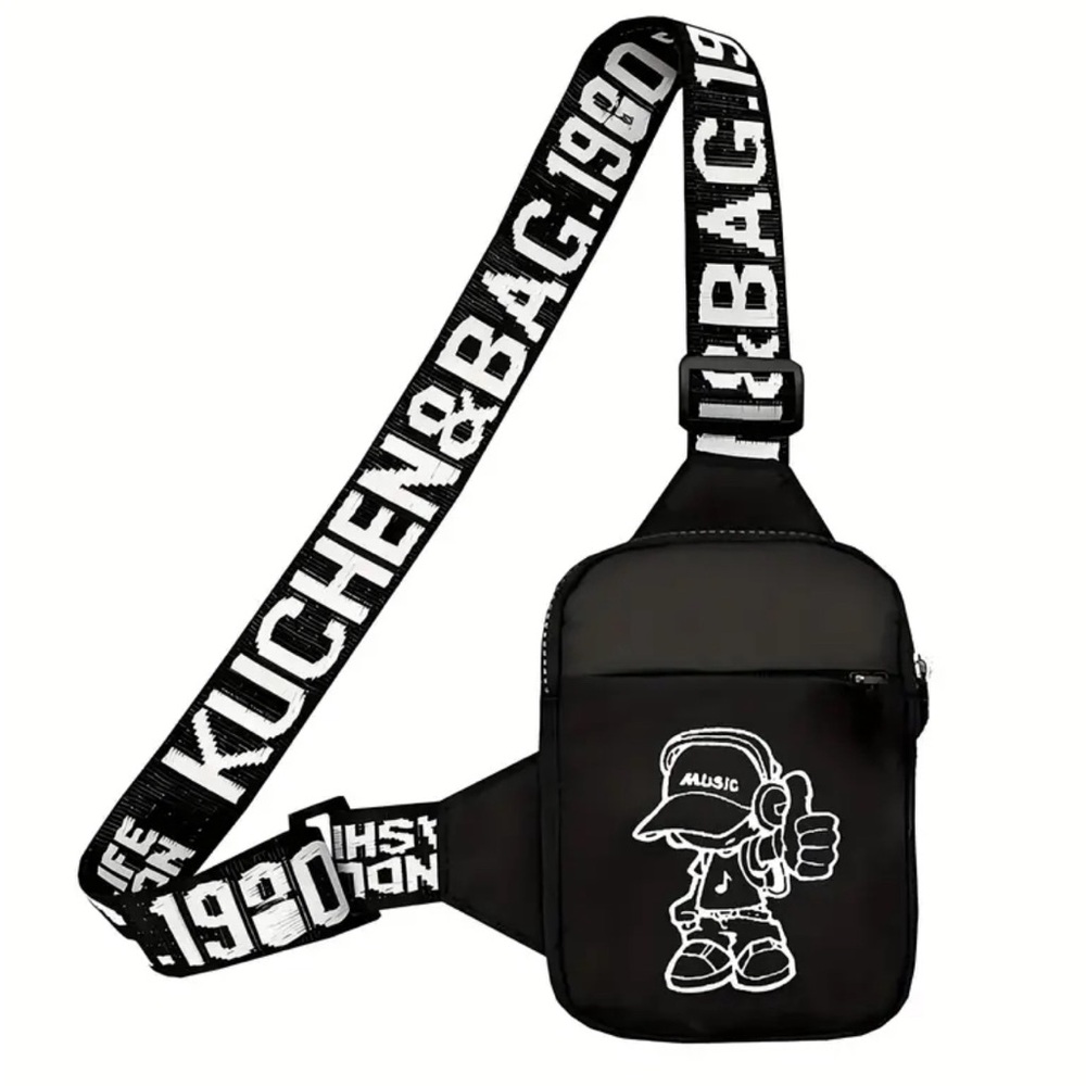 Men's black and white mini Crossbody Bag